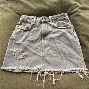 Distressed Denim Skirt